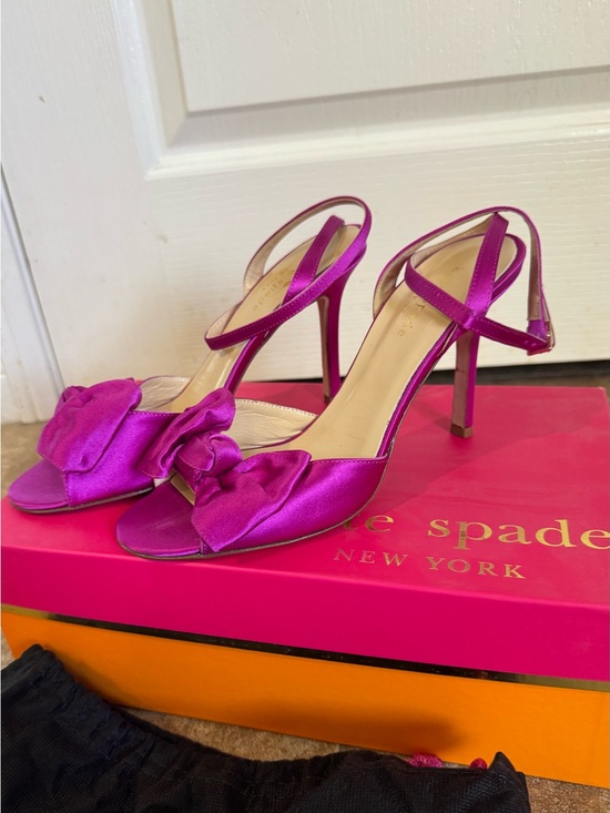 kate spade Shoes - kate spade Fuchsia Satin Bow Slingback Heels